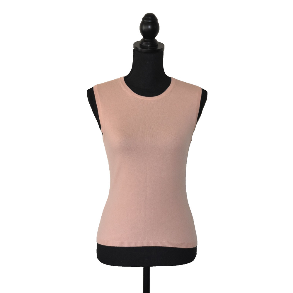 A5 Auth TSE Peach Knit Cashmere Crewneck Tank Top Size S
